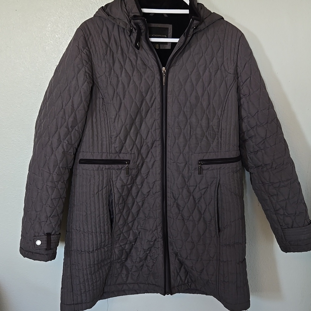 Weatherproof | Gray Quilted Hooded Coat Size Large - Picture 2 of 13